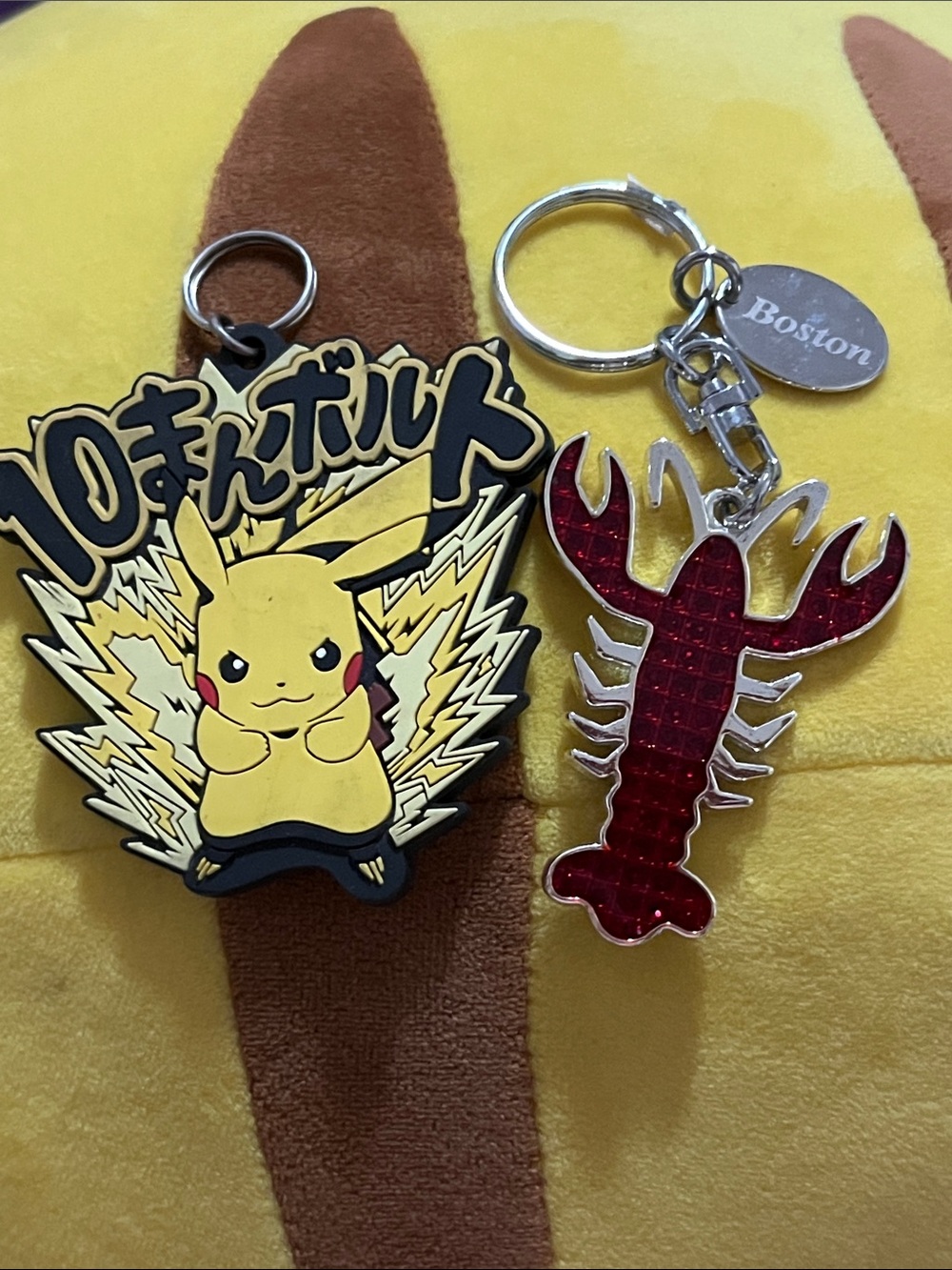 Pokemon Pikachu Yellow Keychain with Red Lobster Charm